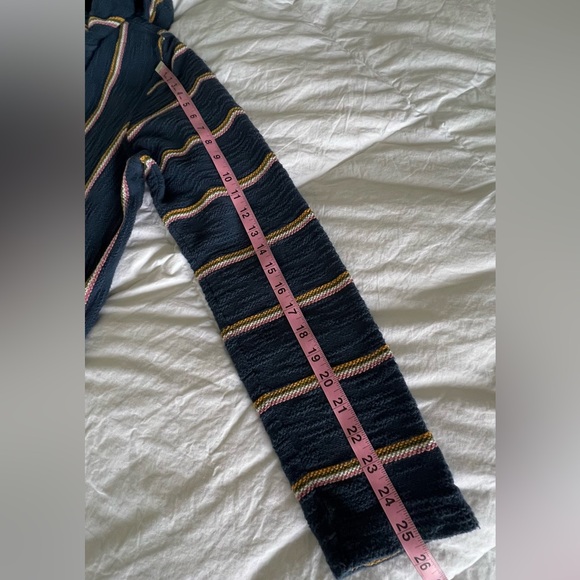 FAHERTY Seabrook Poncho Sz Large Baja Navy Sayulita Stripe Hoodie Pullover Blue - Picture 12 of 13